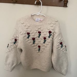 ZARA girls 18-24m Knit Floral Sweater